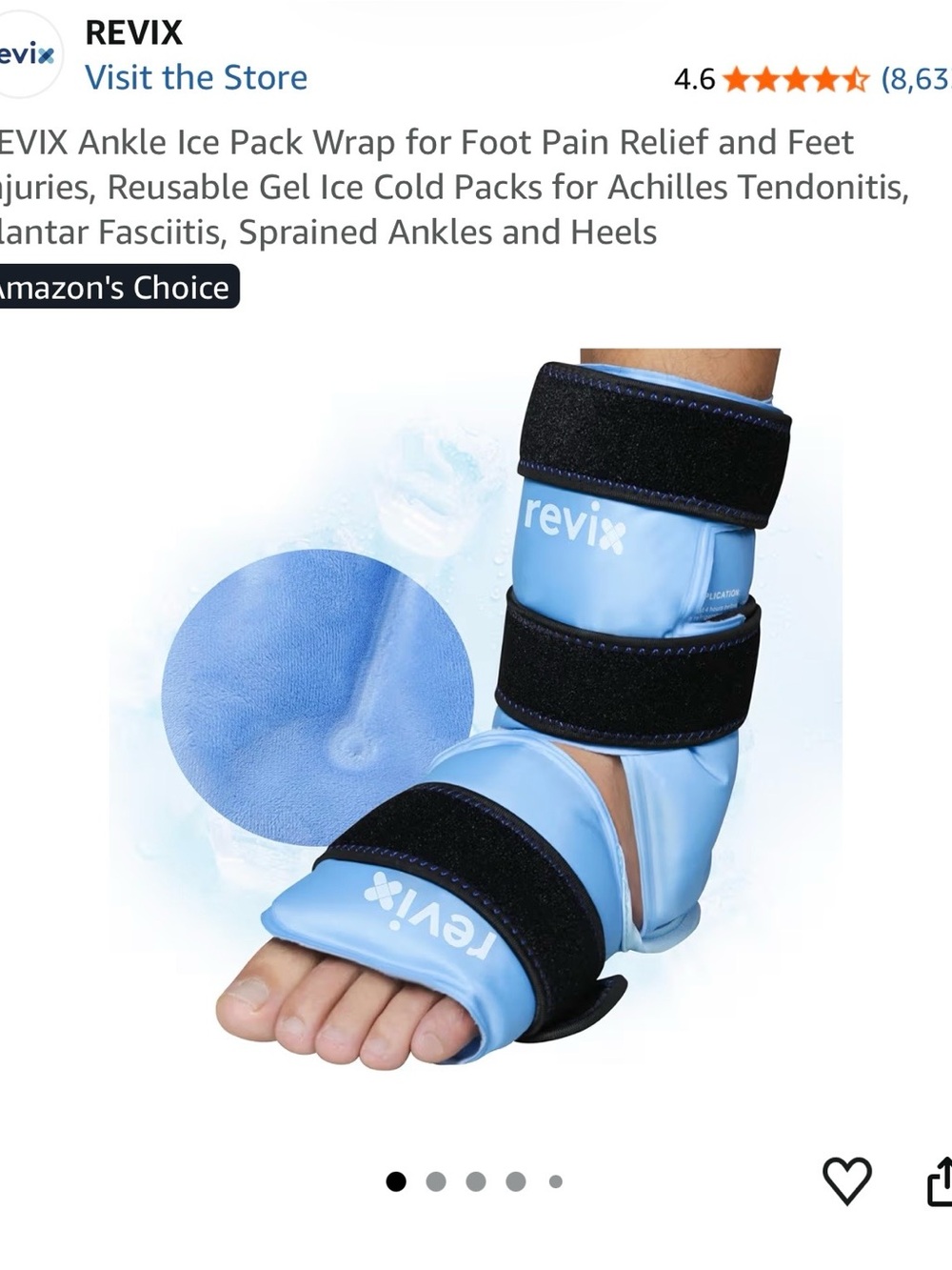 REVIX Light Blue Ankle Ice Pack Wrap with Black Straps